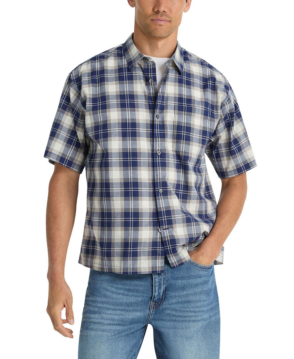 Nautica Men's Cotton Plaid Short-Sleeve Shirt