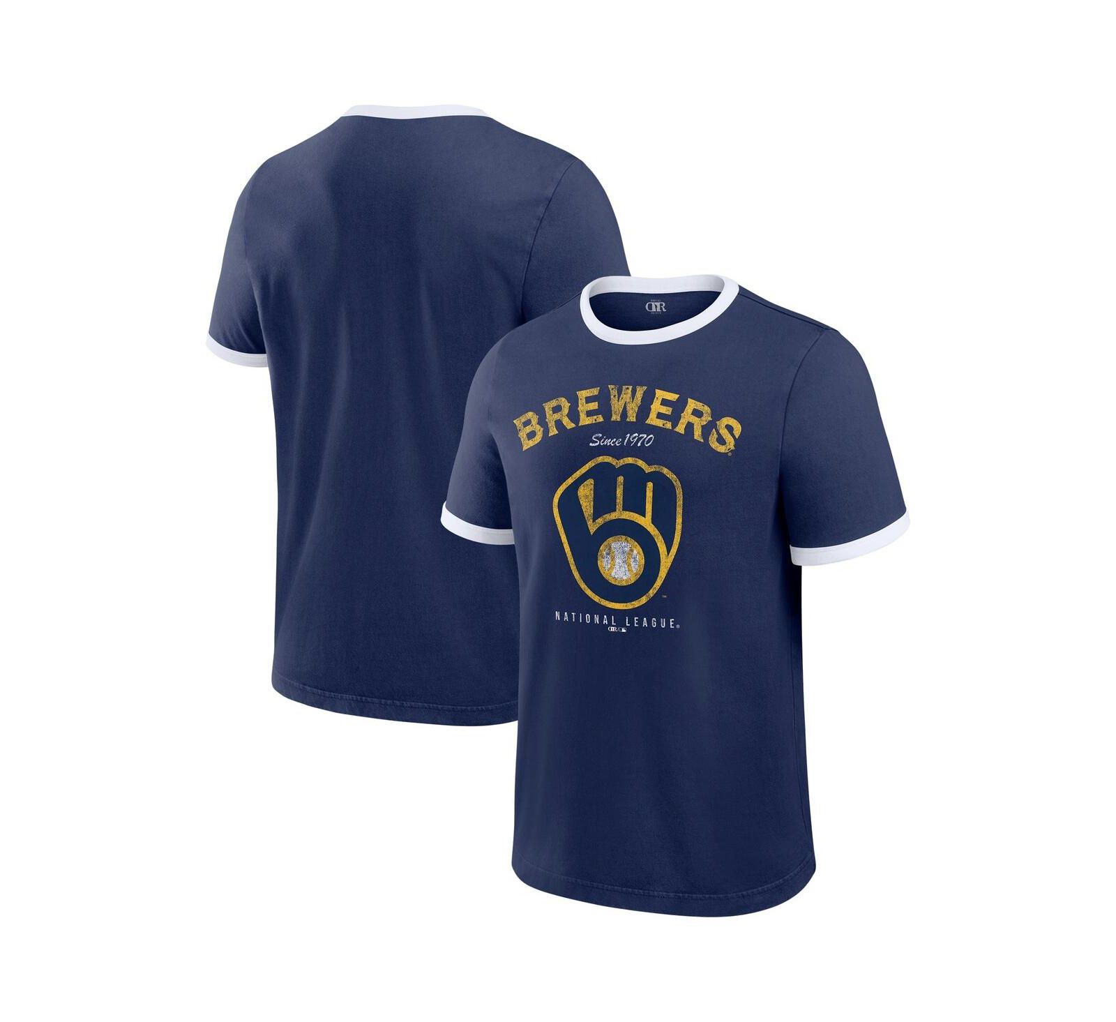 Мужская рубашка Darius Rucker Collection By Fanatics Navy Milwaukee Brewers Washed Ringer