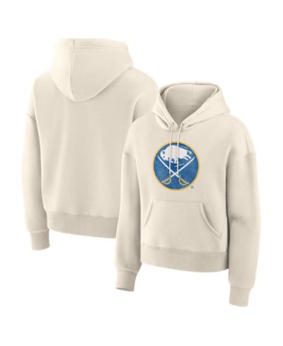 Fanatics Women's Cream Buffalo Sabres Distressed Logo Hoodie