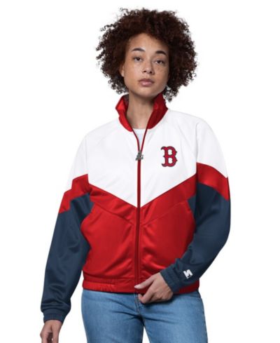 Женская спортивная куртка Starter White/Red Boston Red Sox Teamwork Raglan Full-Zip