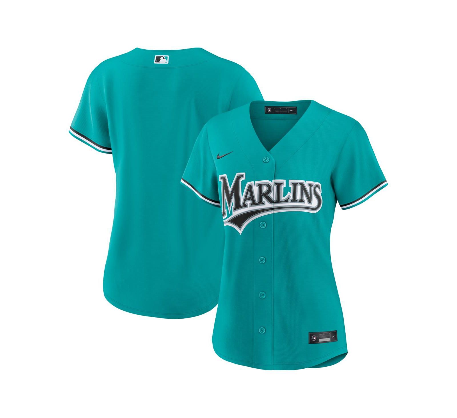 Женская джерси Nike Miami Marlins Alternate Replica, бирюзовый цвет