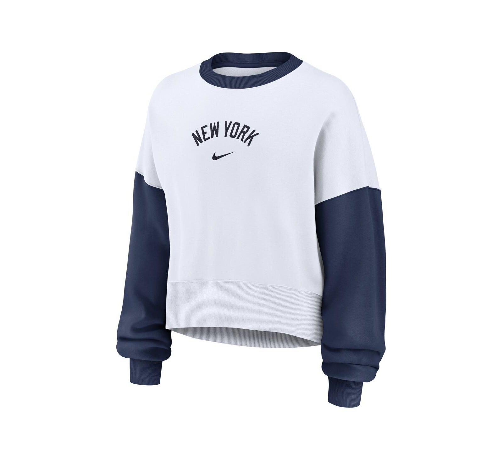 Nike Женская флисовая толстовка Oversized High Hip White/Navy New York Yankees