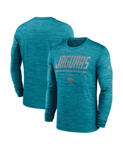 Мужская футболка Nike Jacksonville Jaguars Sideline Offensive Transition Velocity Dri-FIT с длинным рукавом, бирюзовая