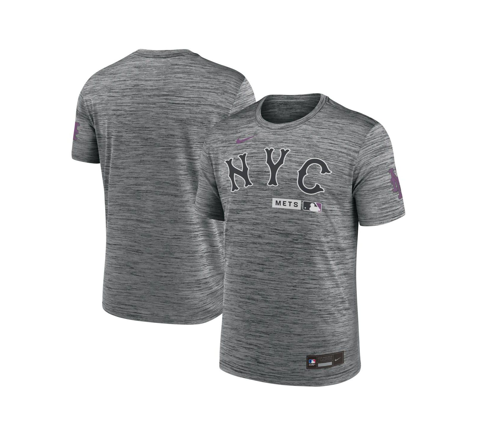 Nike Men's Anthracite New York Mets Authentic Collection City Connect Velocity Dri-FIT T-Shirt