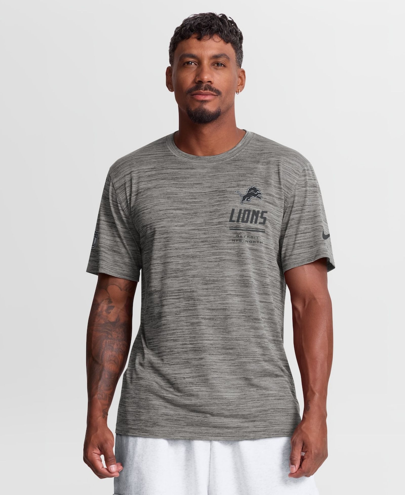 Мужская серая футболка Nike Detroit Lions Sideline Double Covered Dri-FIT Velocity