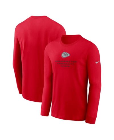Nike Мужская футболка Nike Red Kansas City Chiefs Sideline Bold Arch Star Dri-FIT с длинным рукавом