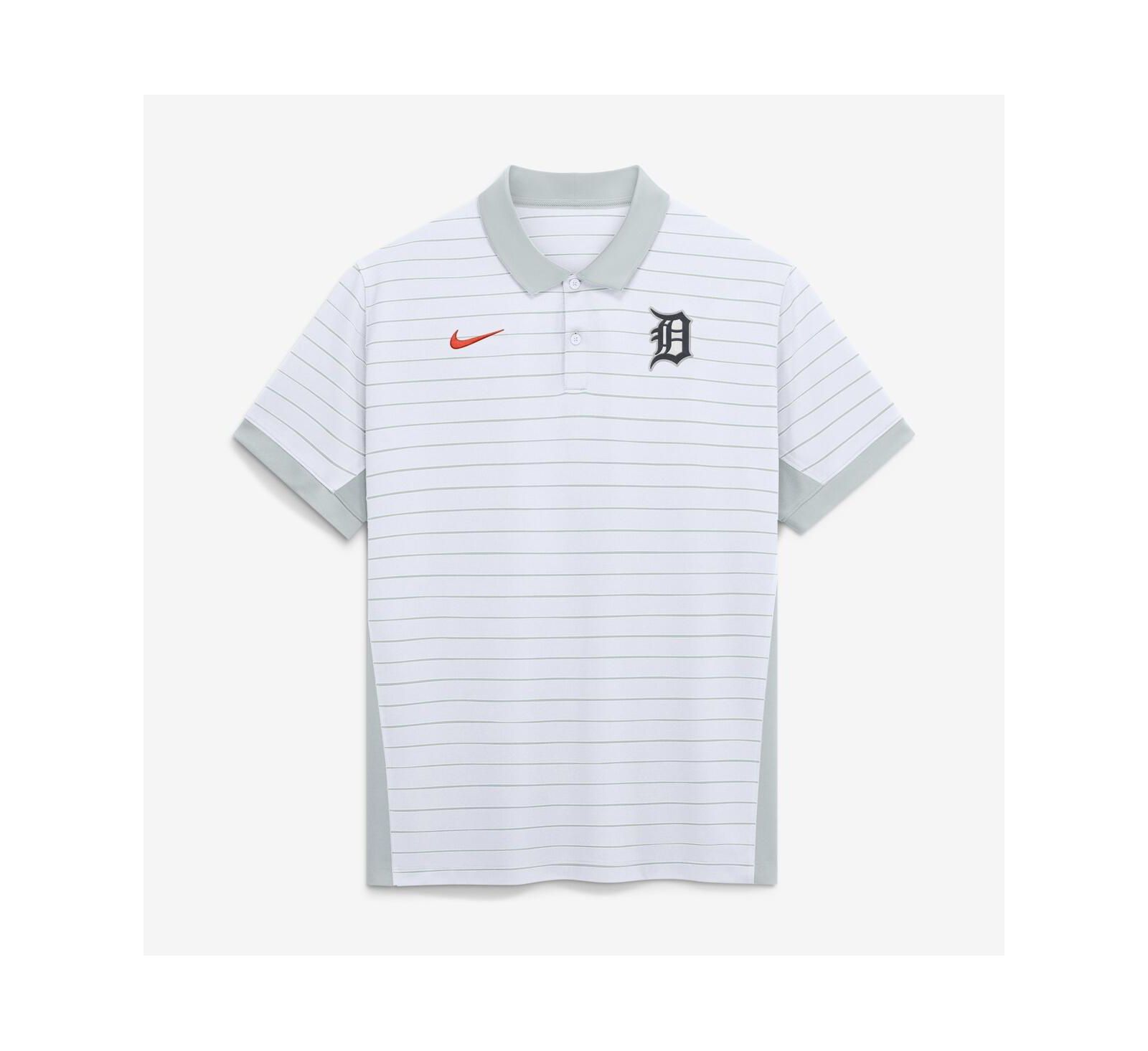 Nike Men's White Detroit Tigers Authentic Collection Striped Victory Dri-FIT Polo Shirt