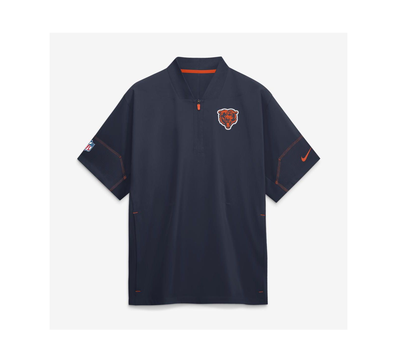 Nike Men's Navy Chicago Bears Sideline Short Sleeve Quarter-Zip Coaches Jacket