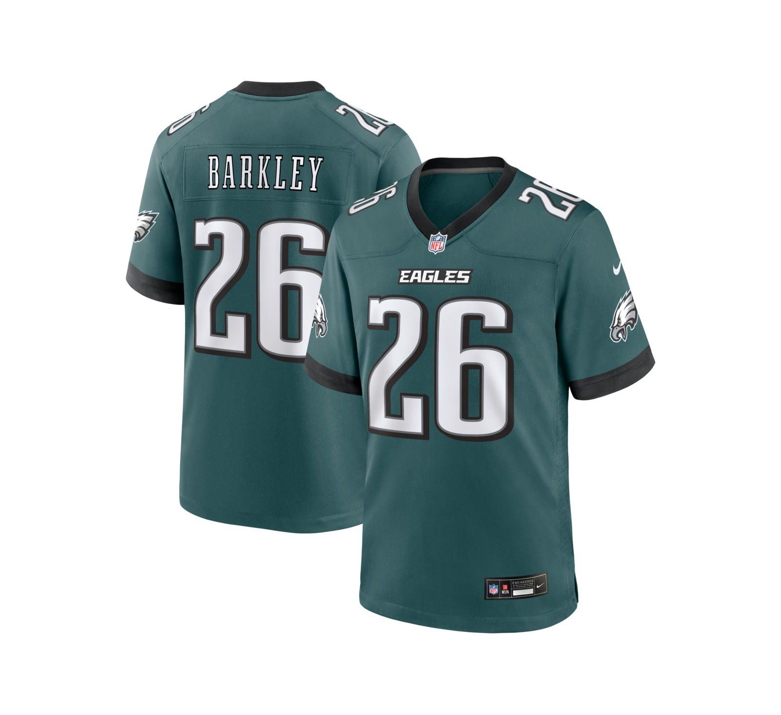 Мужская игровая джерси Nike Saquon Barkley Midnight Green Philadelphia Eagles