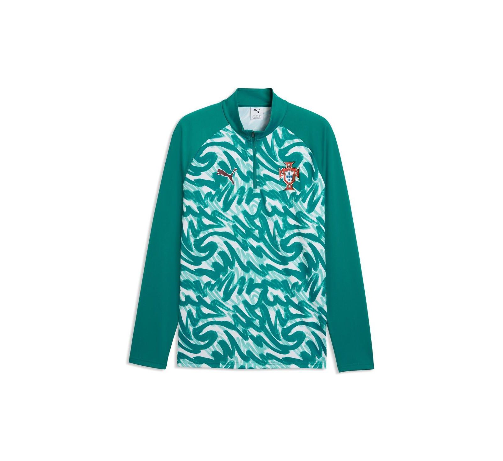 Puma Men's Green Portugal National Team Pre-Match Quarter-Zip Sweatshirt