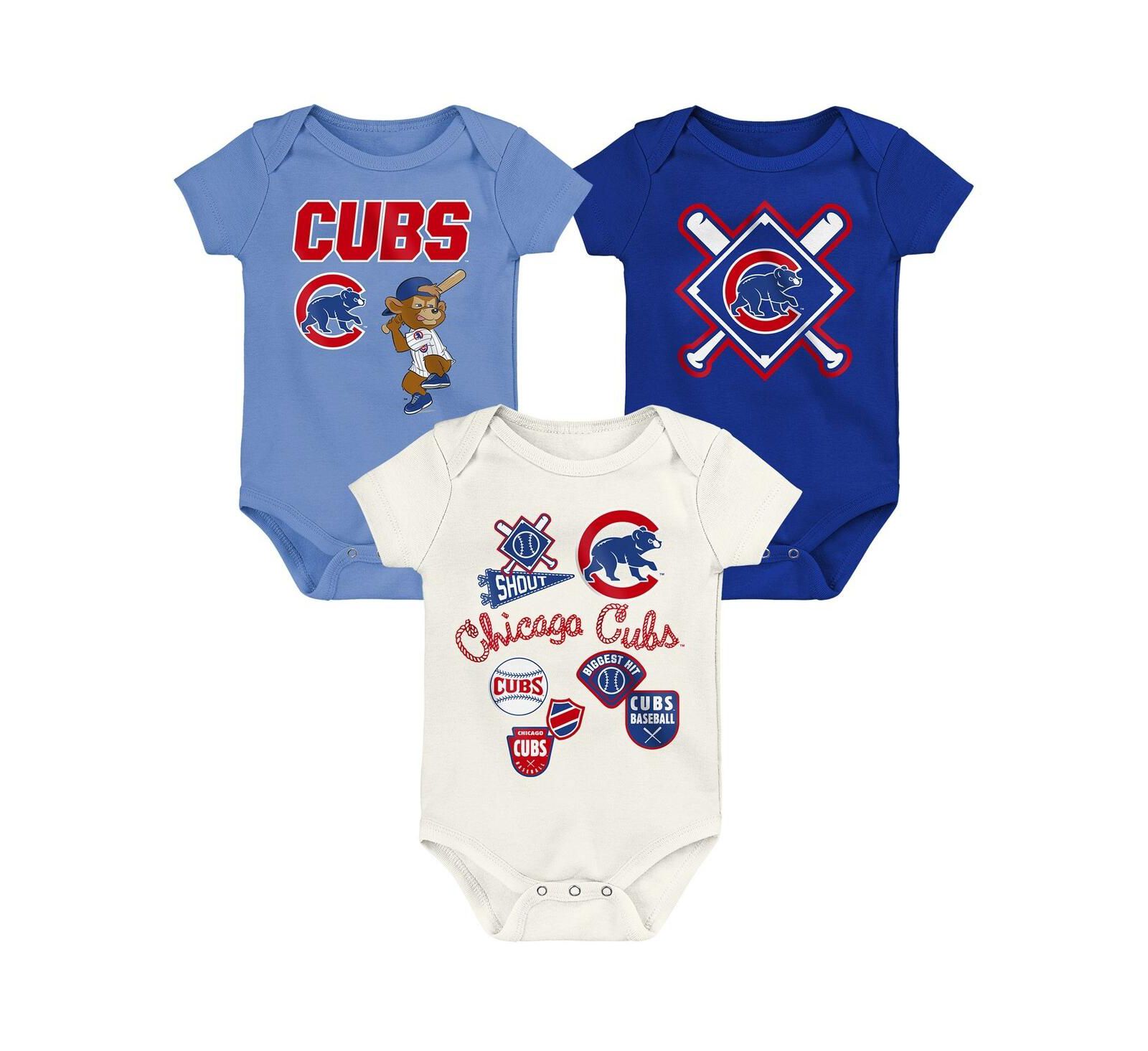 Outerstuff комплект из 3-х комбинезонов Chicago Cubs Home Plate для малышей (мальчиков и девочек)