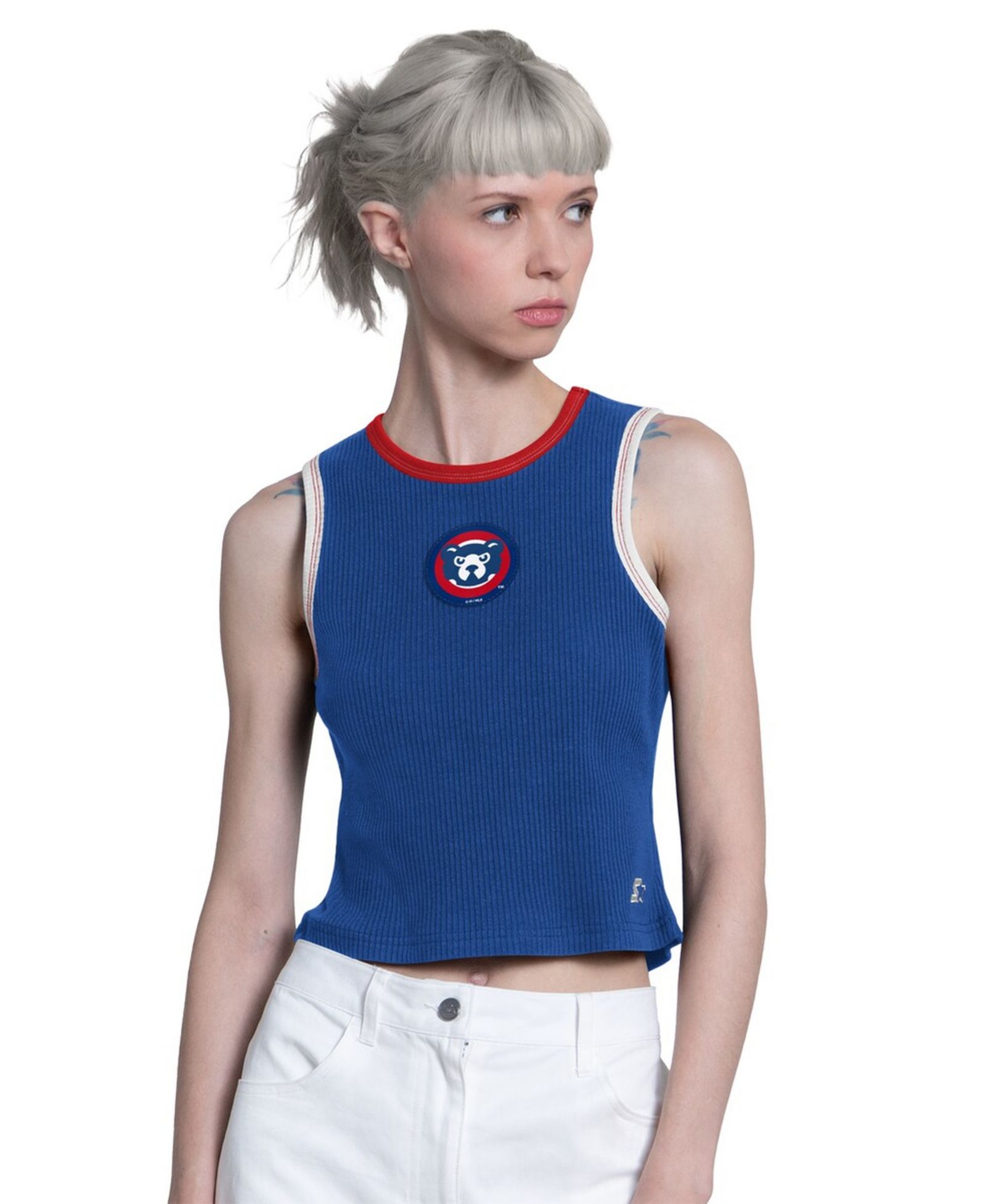 Женский кроп-топ Starter Royal Chicago Cubs Cooperstown Play the Ball