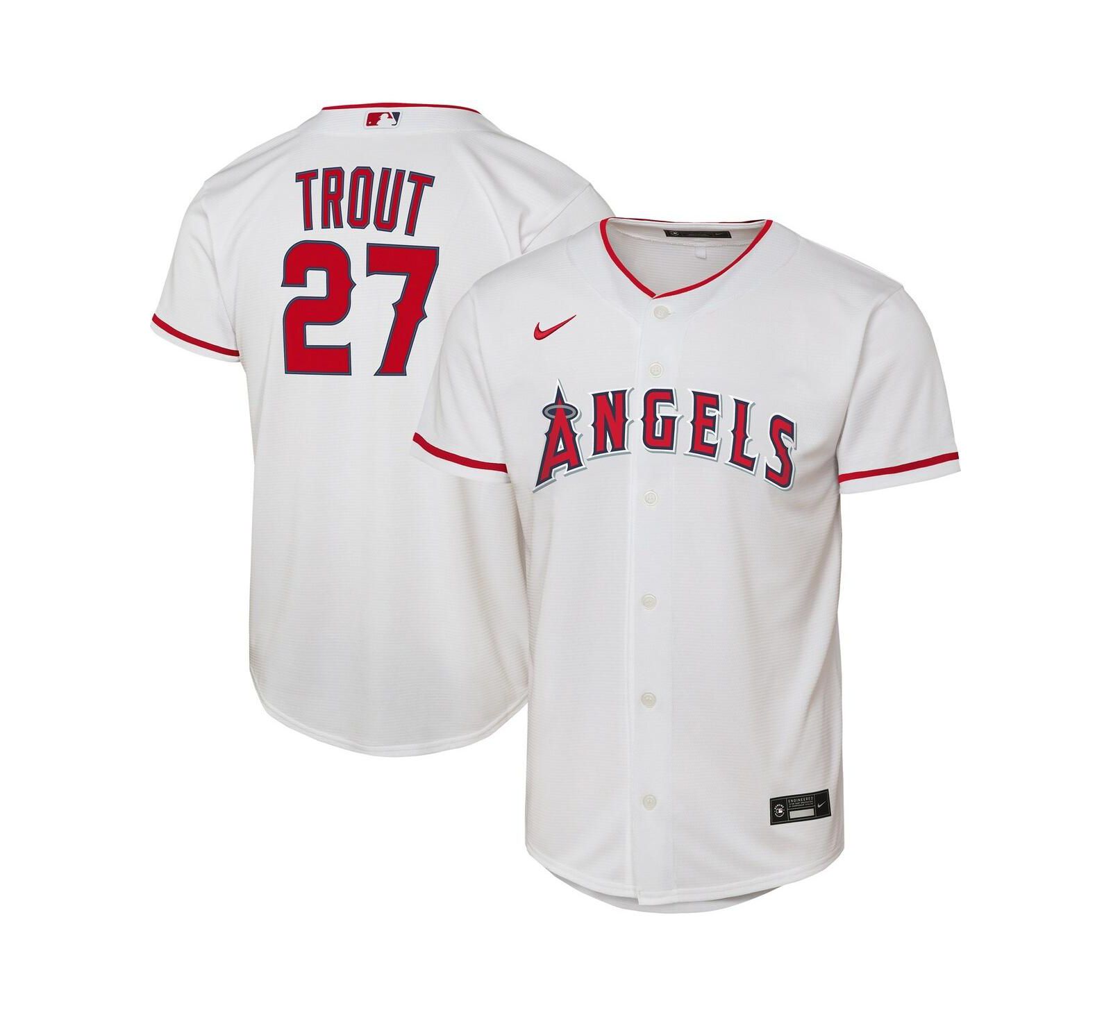 Детская реплика джерси Nike Mike Trout (Los Angeles Angels) для мальчиков и девочек, белая