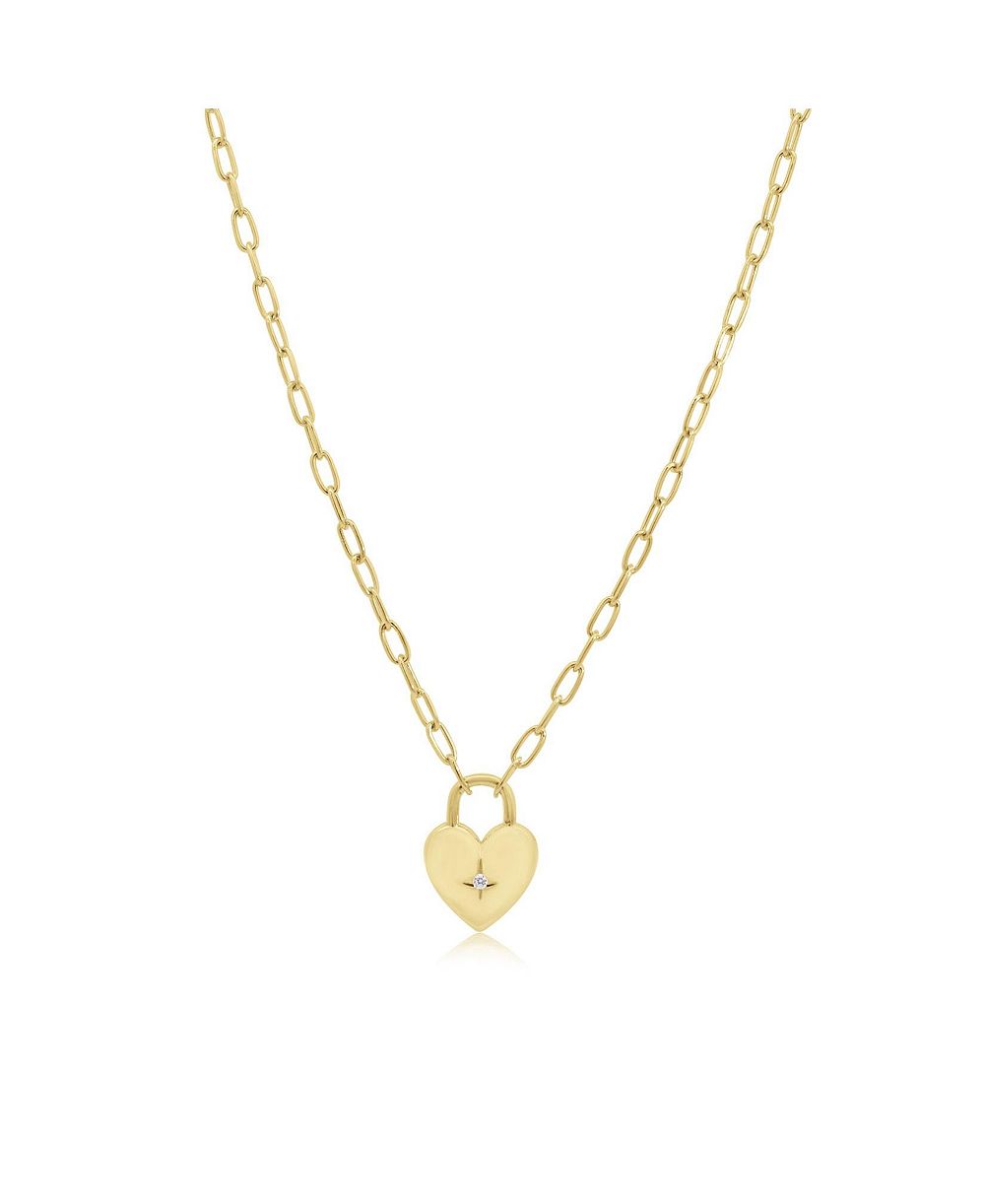 Ожерелье The Lovery Heart Locket Paperclip, позолоченное серебро 14K Gold-Plated Sterling Silver
