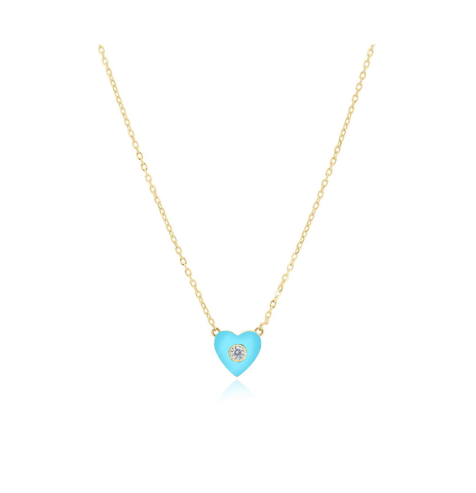 Колье The Lovery Turquoise CZ Single Heart 14K Gold-Plated Sterling Silver