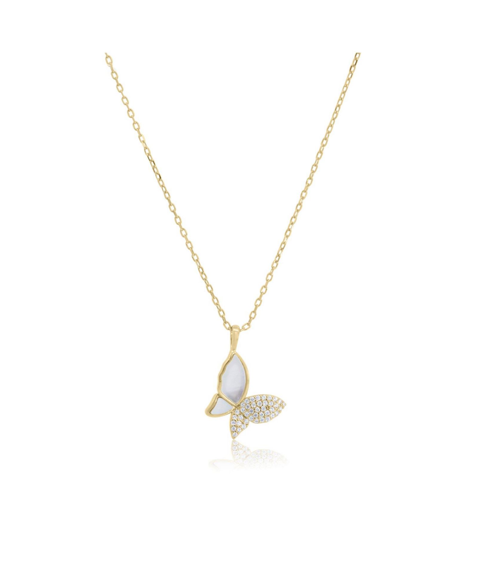 Ожерелье The Lovery Mother of Pearl CZ Butterfly Necklace 14K Gold-Plated Sterling Silver