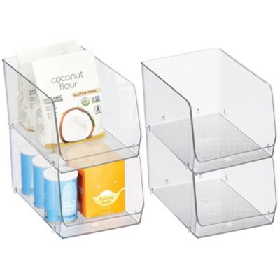 iDesign Stackable Clear Plastic Open Front Storage Bin, 4-Pack