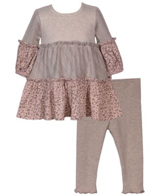 Bonnie Baby Baby Girls' Animal Print Long-Sleeve Top and Leggings, 2-Piece Set