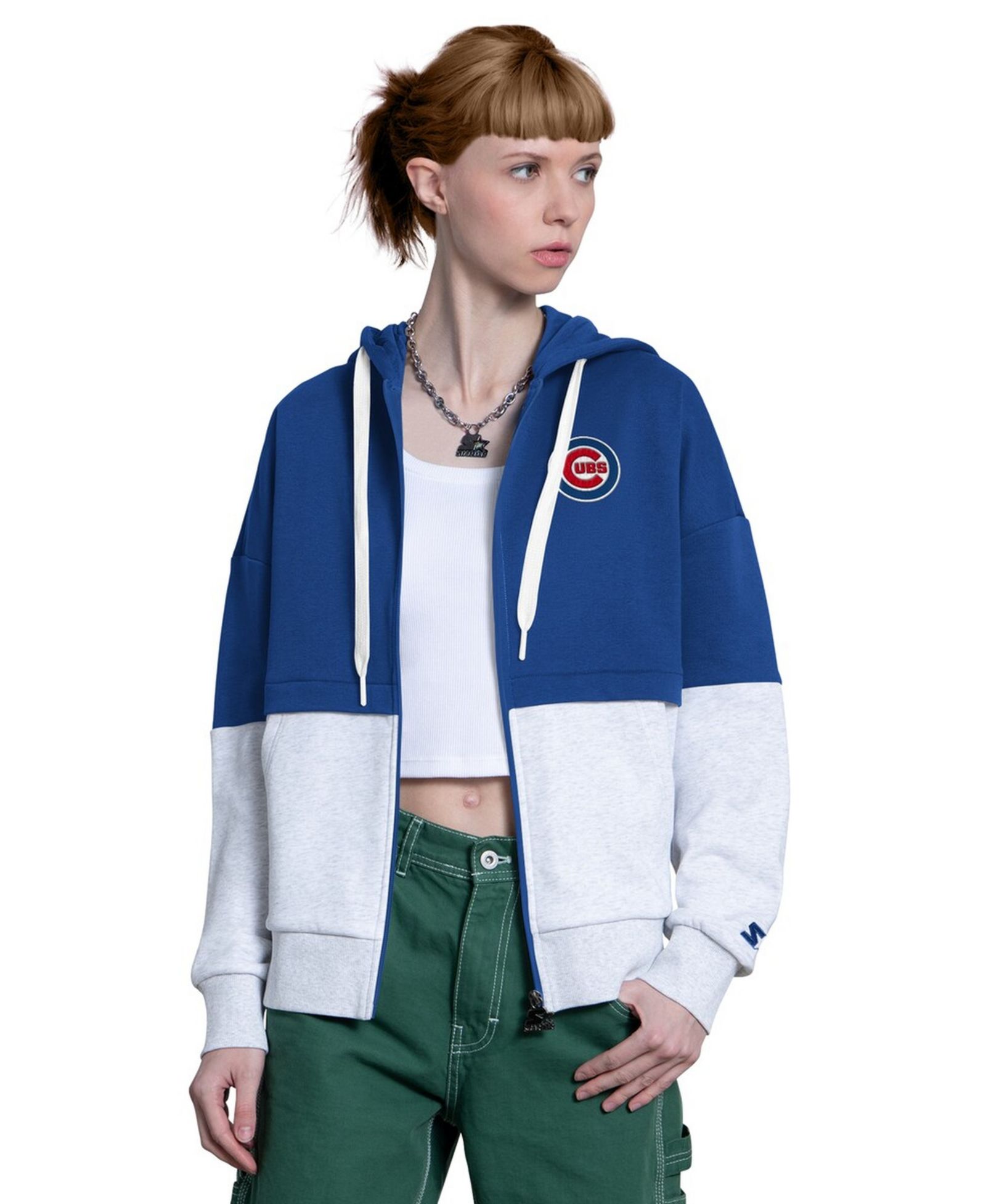 Худи Starter Women's Royal/Heather Gray Chicago Cubs Wishbone Full-Zip