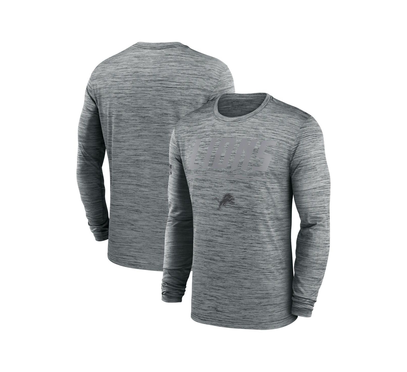 Nike Men's Gray Detroit Lions Sideline Offensive Transition Velocity Dri-FIT Long Sleeve T-Shirt