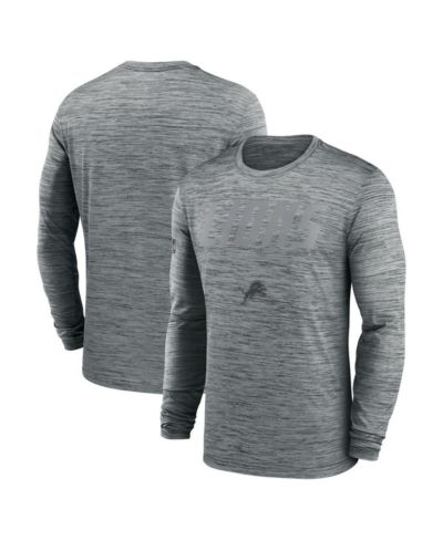 Nike Men's Gray Detroit Lions Sideline Offensive Transition Velocity Dri-FIT Long Sleeve T-Shirt
