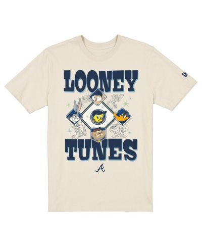 Футболка New Era Atlanta Braves Looney Tunes, кремовая, для мужчин и женщин