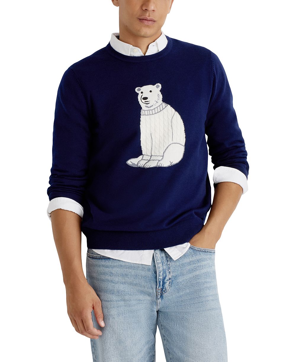 Nautica Men's Polar Bear Intarsia Crewneck Sweater