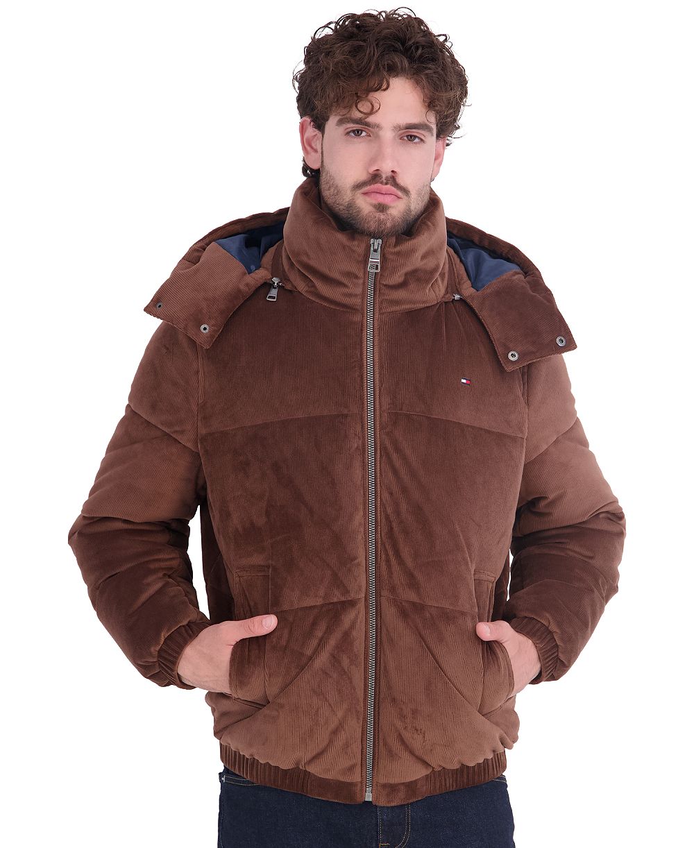 Tommy Hilfiger Men's Potter Cord Puffer Hooded Jacket