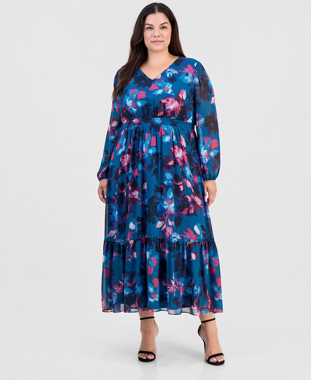 Kasper Plus Size Платье с пышными рукавами и сборкой на спине