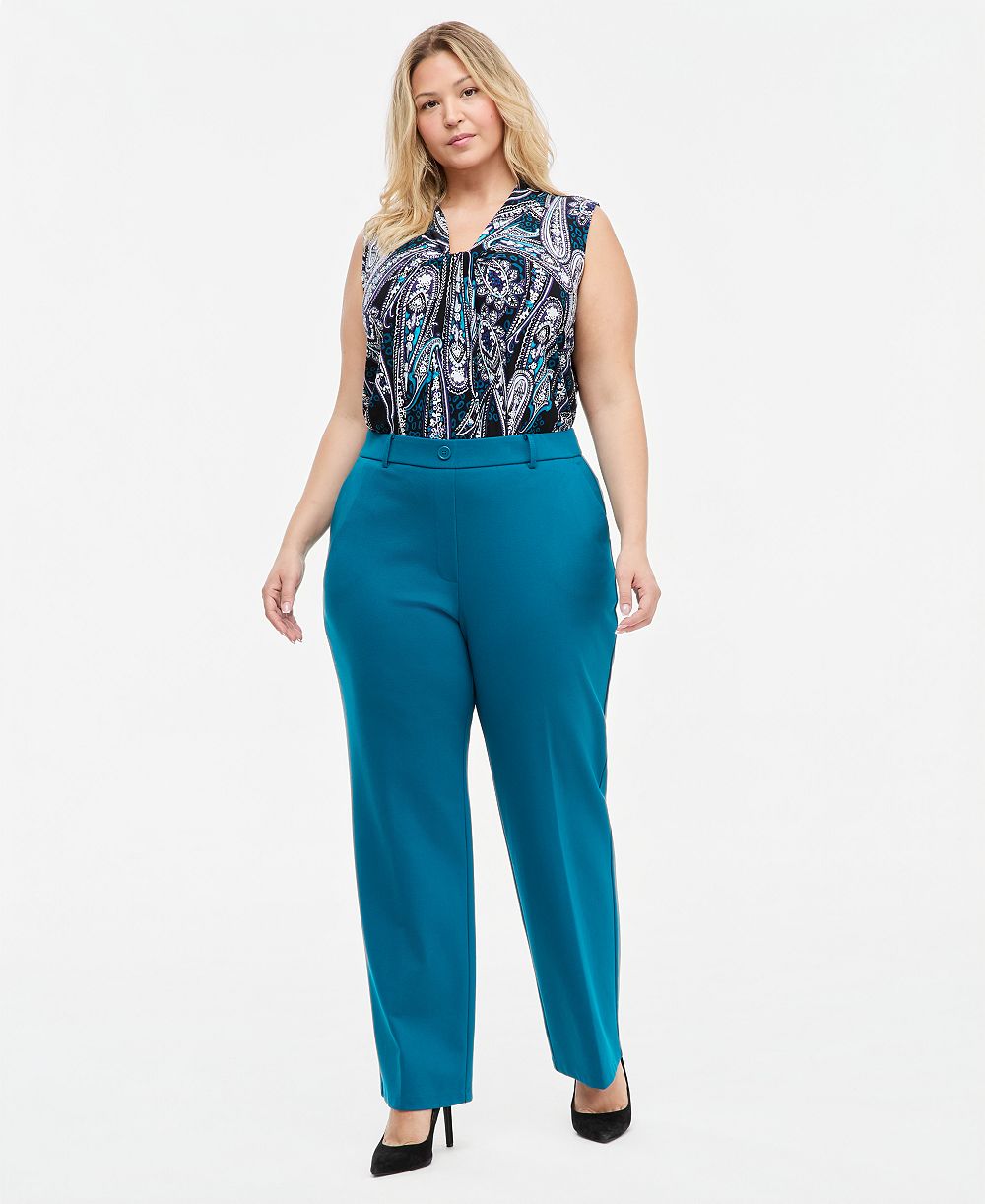 Kasper Plus Size Pull-On Mid-Rise Compression Trousers