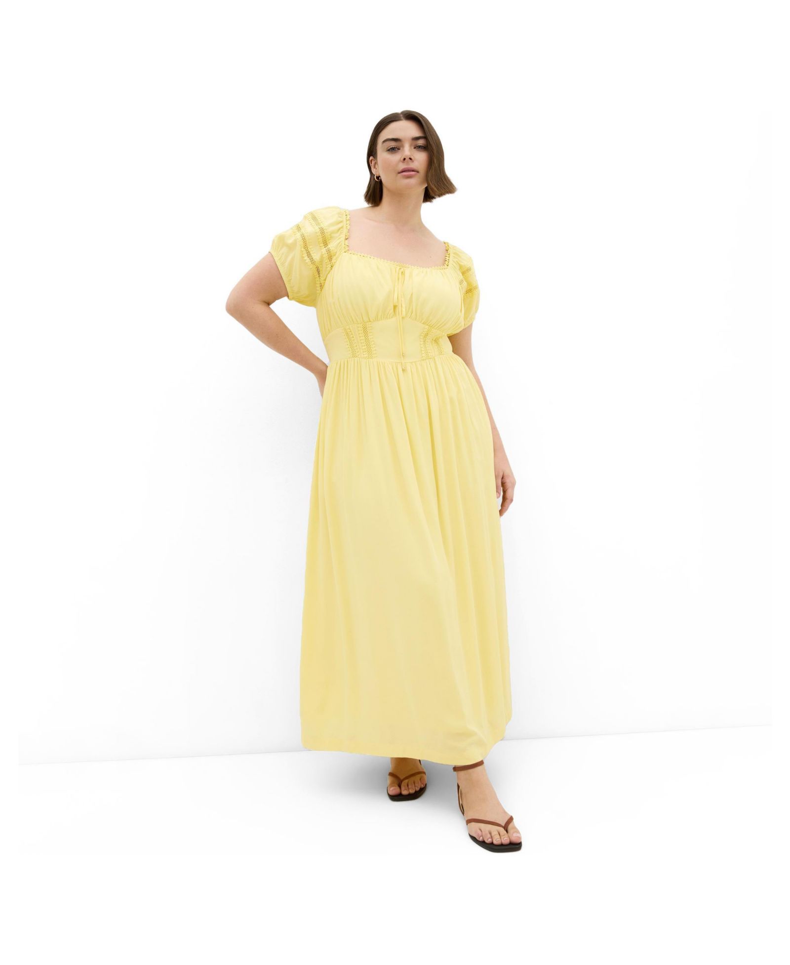 CITY CHIC Women's Arielle Lace Trim Maxi Dress