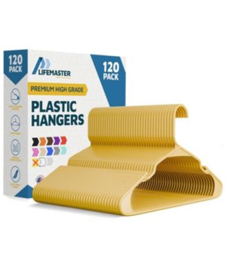 Lifemaster heavy-duty plastic hangers for clothes, dresses & coats non-slip grooves, space-saving design, holds 5 lbs 120-pack