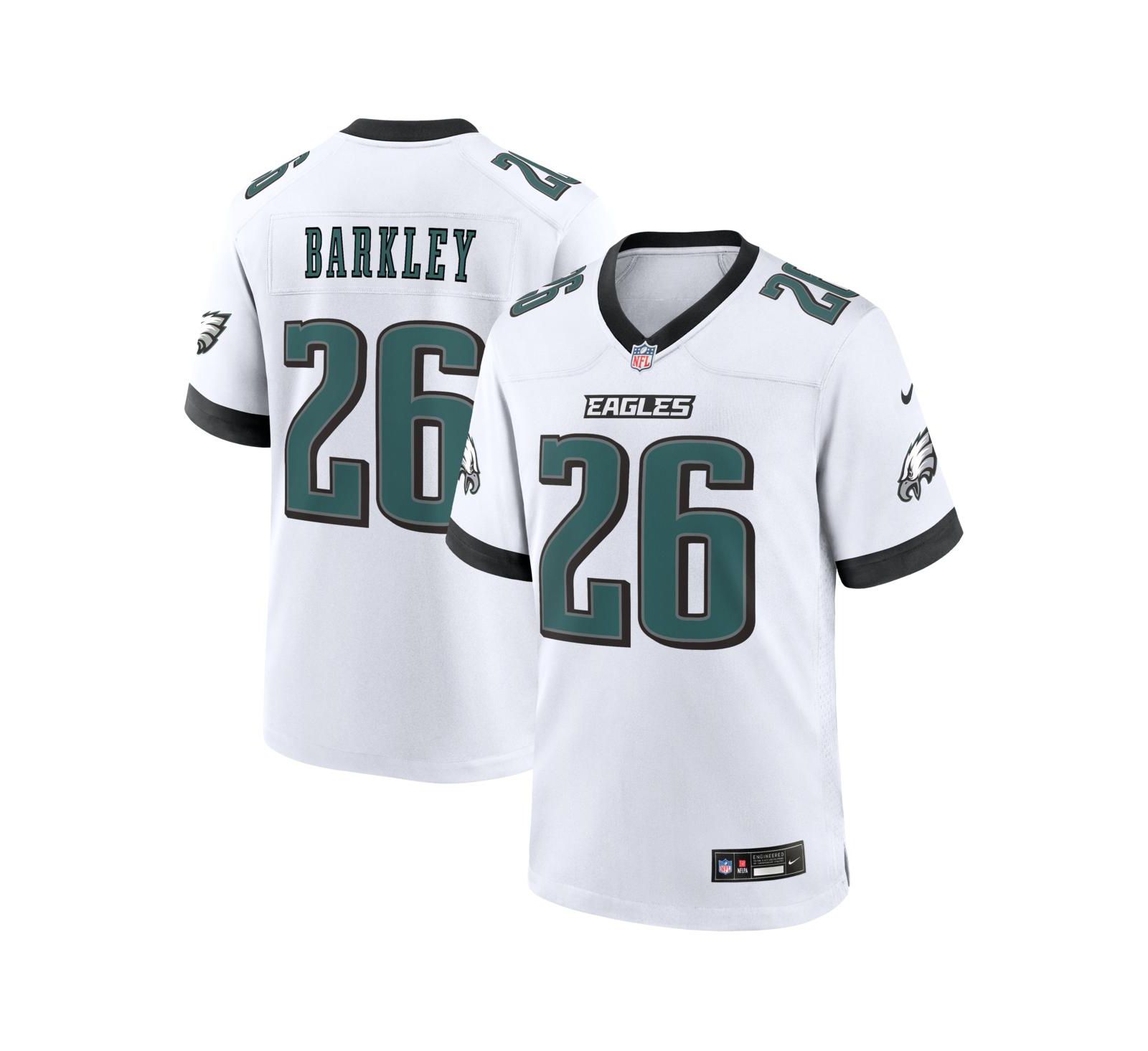 Джерси Nike Men's Saquon Barkley White Philadelphia Eagles Game