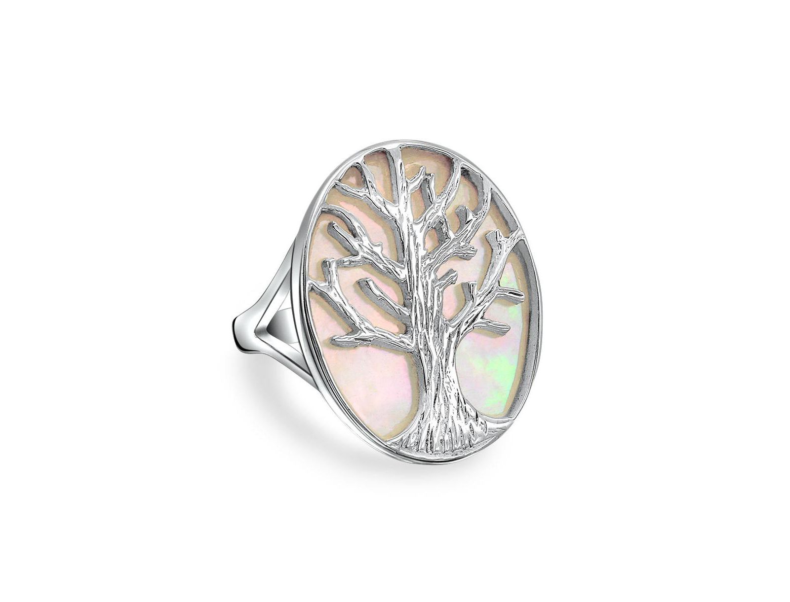Серебряное кольцо Bling Jewelry с перламутром и деревом жизни, 925 Sterling Silver