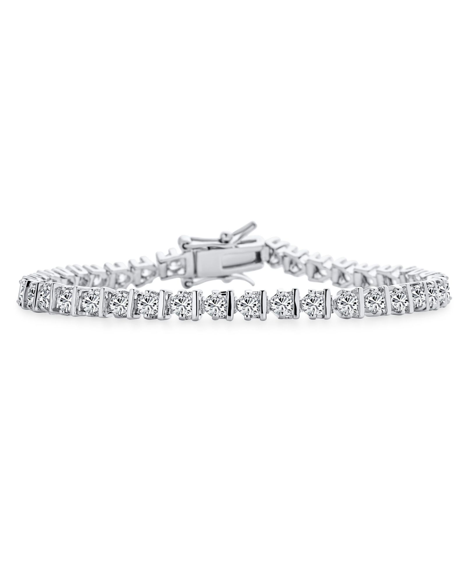 Браслет Bling Jewelry Modern 10 Carat CZ Round Solitaire Tennis Silver Plated