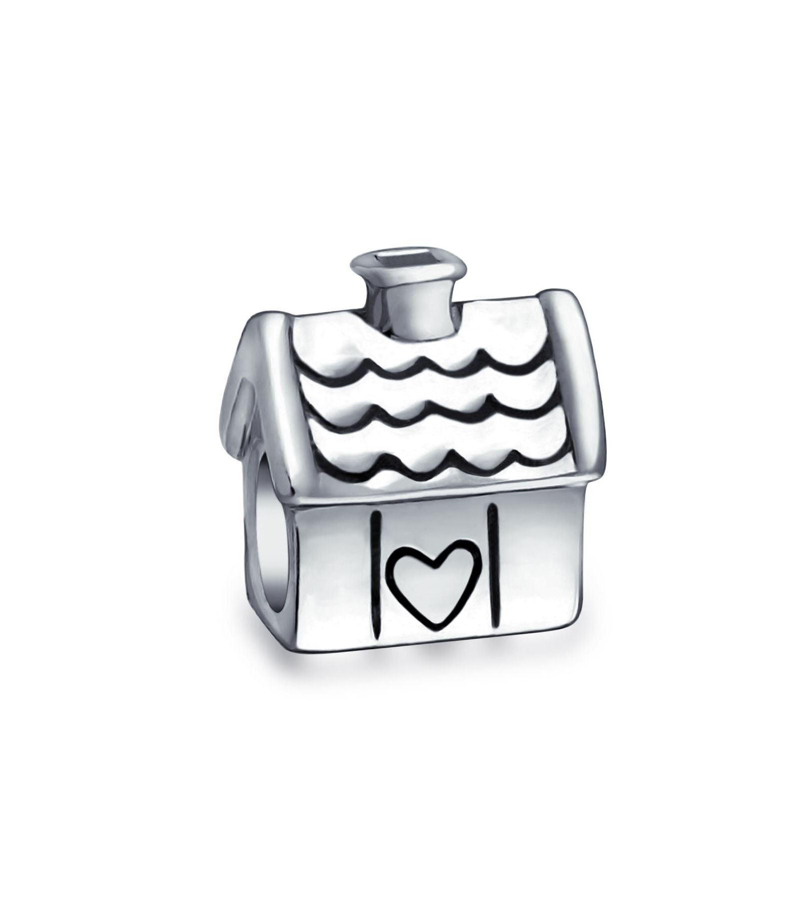 Подвеска Bling Jewelry Home Sweet House Charm из оксидированного серебра .925, подходит для европейских браслетов