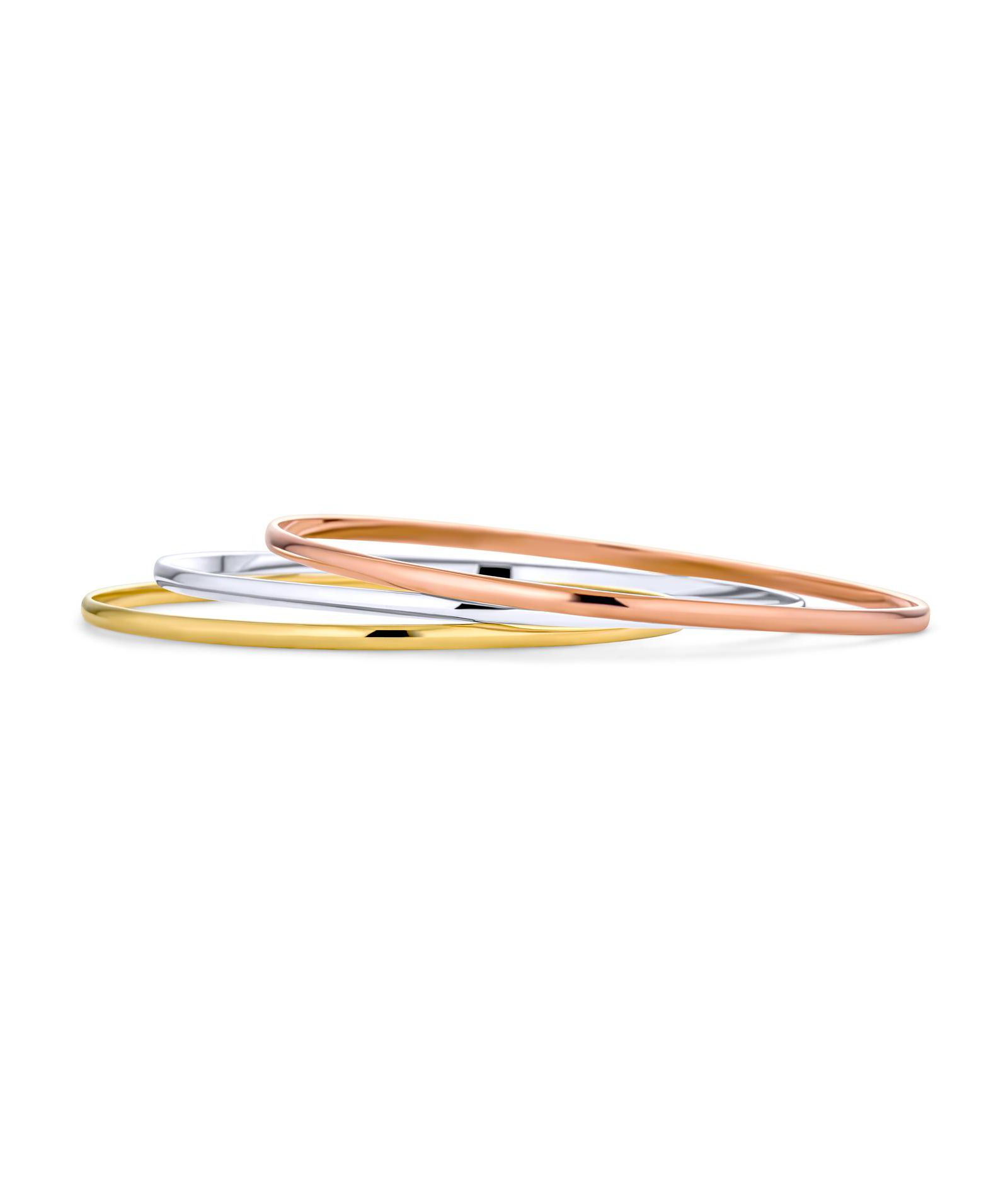 Bling Jewelry Set of 3 Multi Tri-Color Stacking Bangle Bracelets