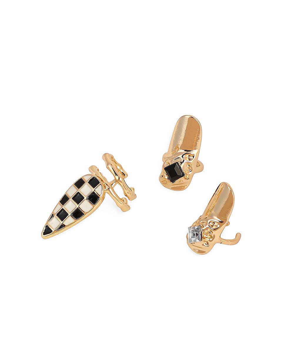 SOHI Bijou-Checks Nail Ring 3-Piece Set