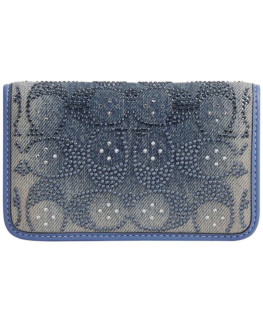 COACH узкий картхолдер из денима с кристаллом Essential Crystal Denim Signature