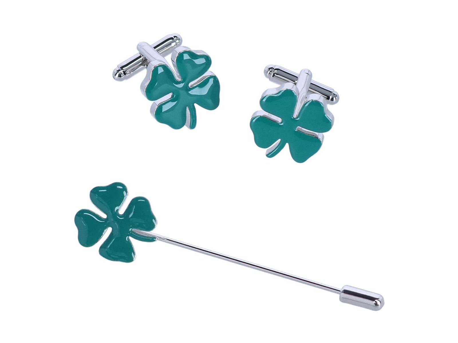 Trafalgar Shay Shamrock Novelty Cufflinks and Lapel Pin Set