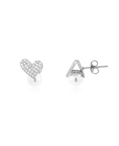 Серьги-гвоздики The Lovery Pearl Heart CZ из стерлингового серебра