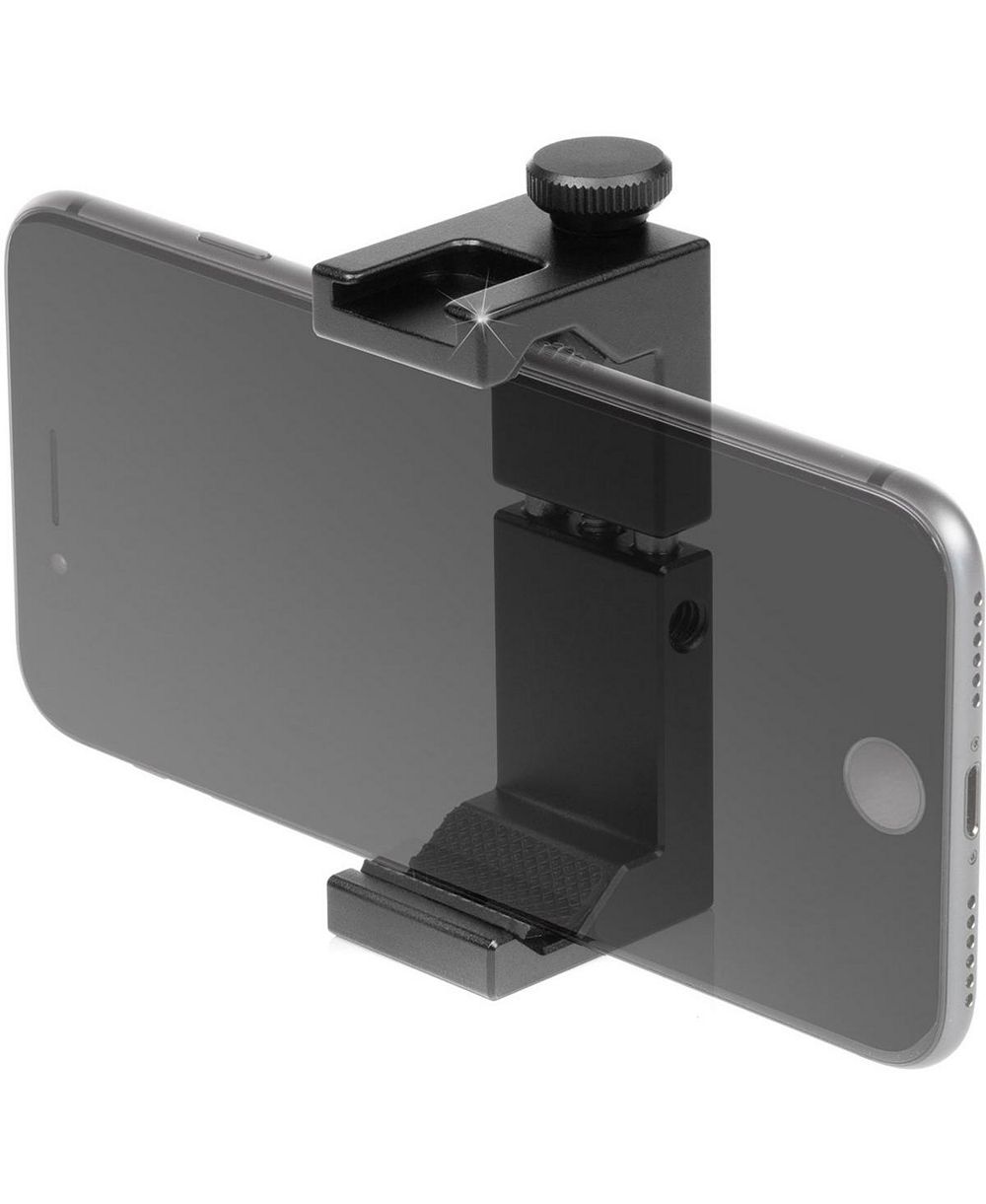 Shape Smartphone Aluminum Clamp Spring-Loaded Cold Shoe Tripod Mount, Compatible with Smartphones 2.5-3.5" Width