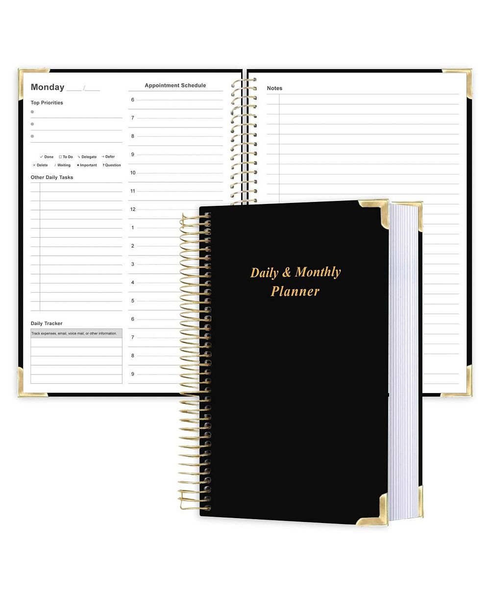 GNUADZ Undated Daily Monthly Planner Spiral Bound Hardcover