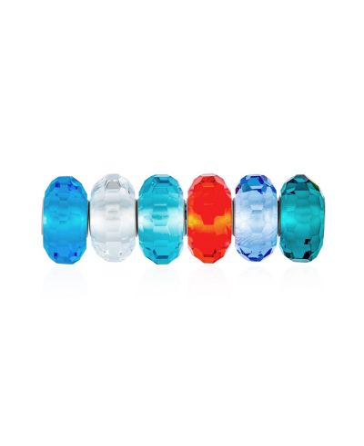 Bling Jewelry Multi Color Set Translucent Blue Green Red Glass Charm Bead Sterling Silver Core For Bracelet