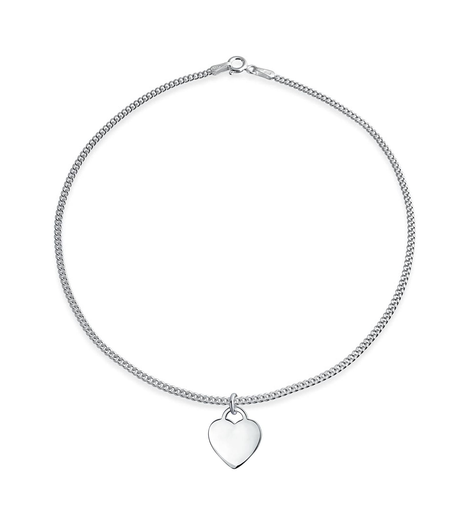 Bling Jewelry браслет на ногу с подвеской в виде сердца, стерлинговое серебро