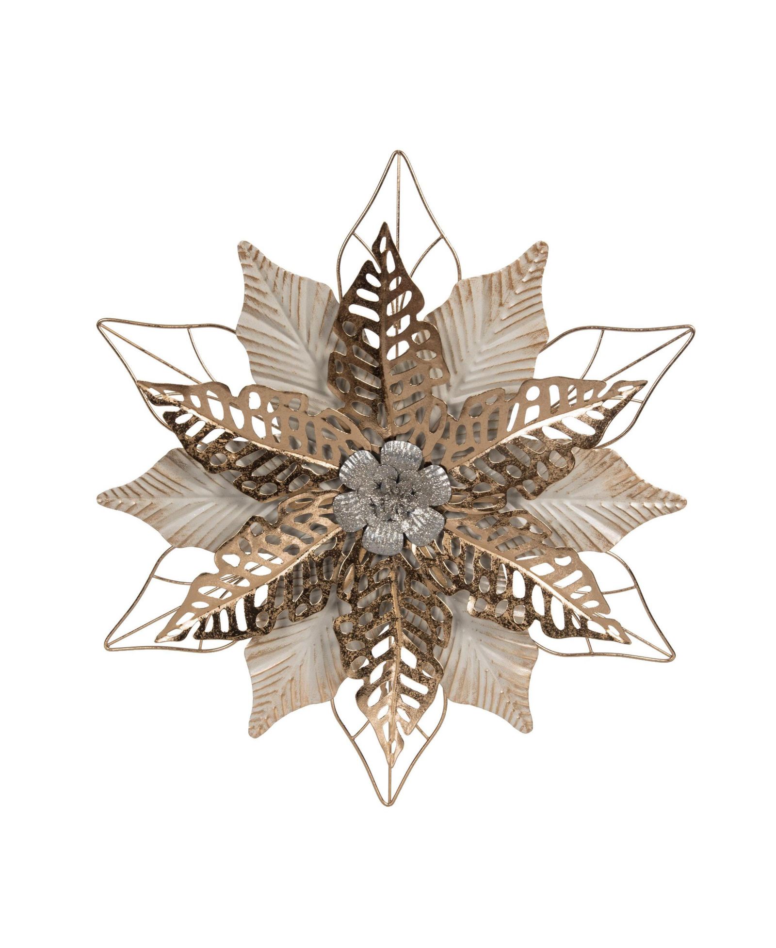 Gallerie II Christmas Poinsettia Wall Hanging Gold Decorative Art Sculpture 18