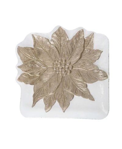 Gallerie II квадратная стеклянная рождественская тарелка Poinsettia 13