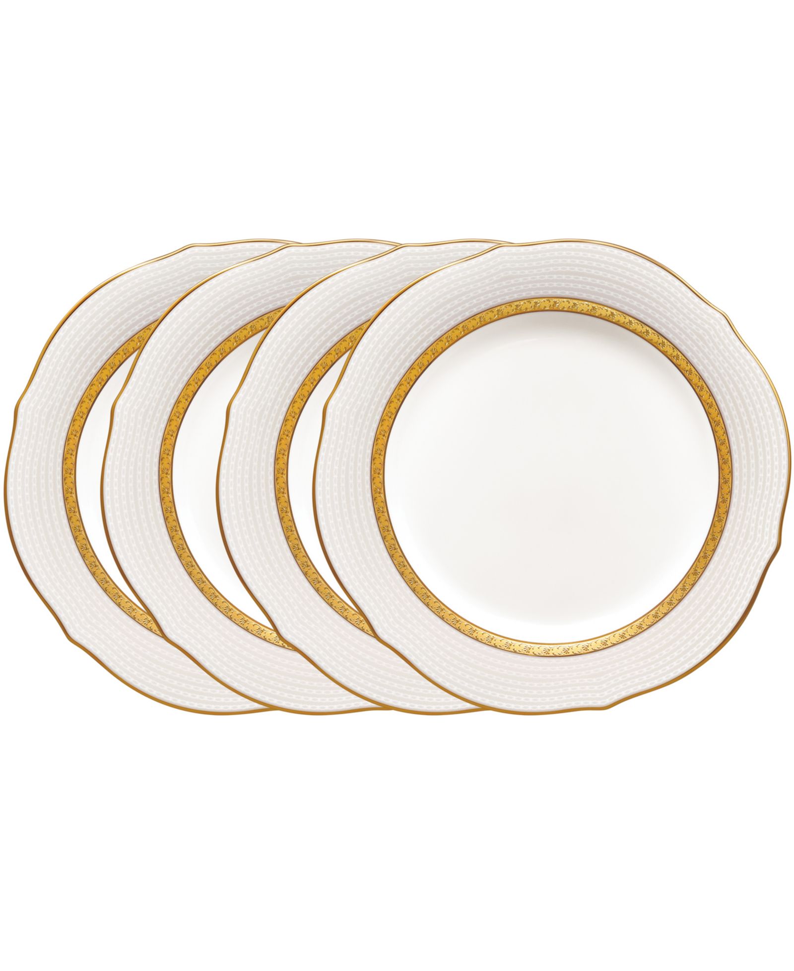 Noritake Charlotta Gold 4 Piece 9'' Scalloped Accent Plates Set, Service for 4