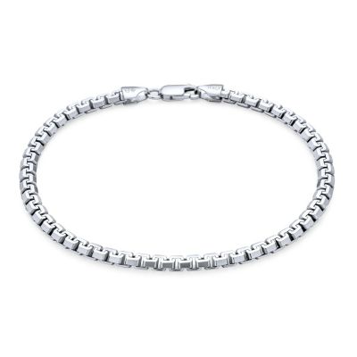 Bling Jewelry Solid Heavy Strong Thick Franco Square Link Chain Bracelet 220 Gauge Rhodium .925 Sterling Silver