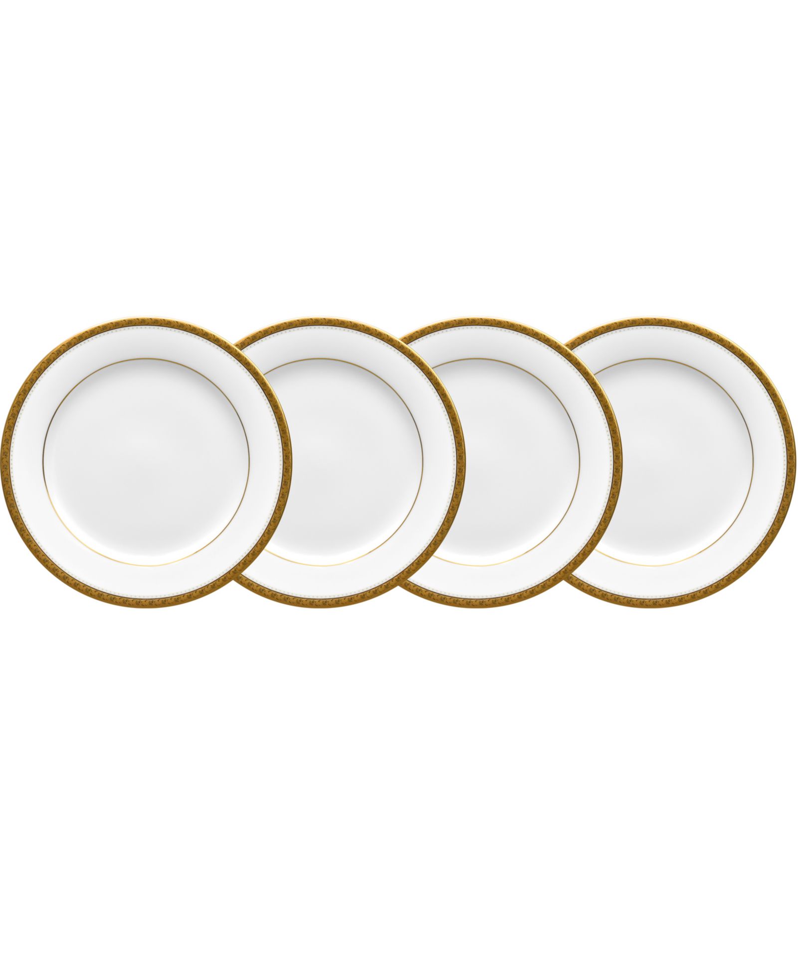 Noritake Charlotta Gold 4 Piece Bread Butter/Appetizer Plates Set, Service for 4